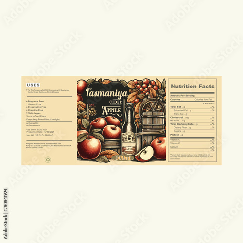 apple cider label design, vintage label design, aged apple cider vinegar	
