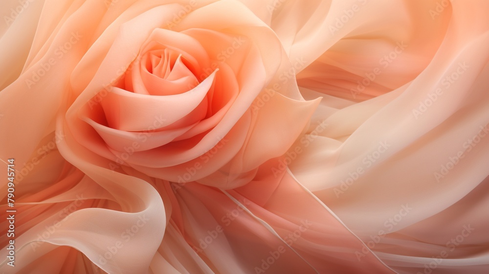 Soft gradients of peach and coral, blending together like the petals of a blooming rose at dawn.