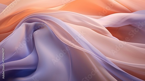 Soft layers of lavender and peach, resembling the delicate folds of a silk scarf catching the morning light.