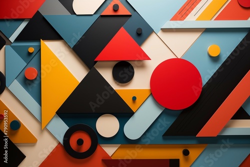 Illustration of a fascinating world of abstract geometries through bold and striking artworks. Playing with shapes, lines, patterns, color gradients, and textures to add depth to the graphic designs.