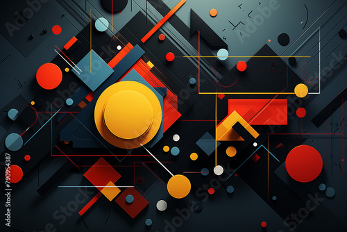 Illustration of a fascinating world of abstract geometries through bold and striking artworks. Playing with shapes, lines, patterns, color gradients, and textures to add depth to the graphic designs.