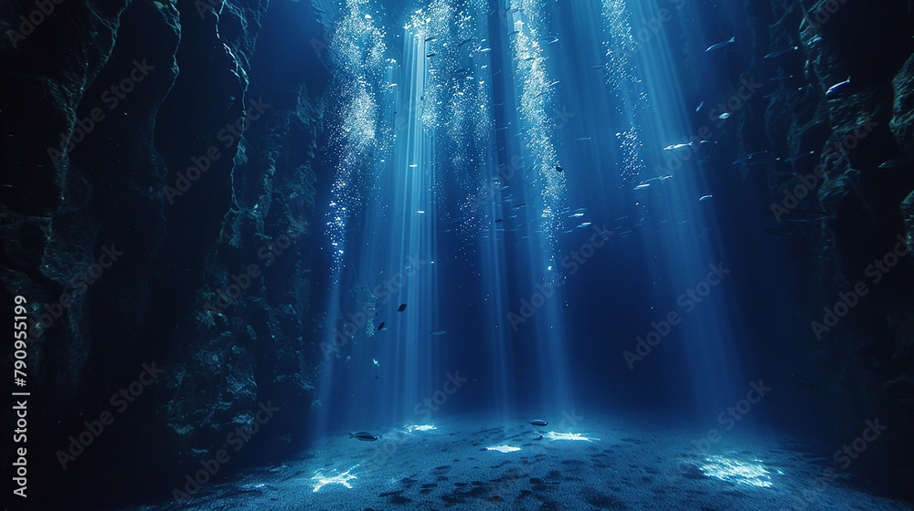 Underwater lights create an enchanting ambiance in the deep