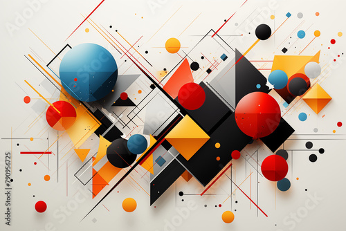 Illustration of a fascinating world of abstract geometries through bold and striking artworks. Playing with shapes, lines, patterns, color gradients, and textures to add depth to the graphic designs.