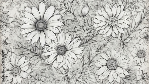 Playful Hand-Drawn Floral Montage