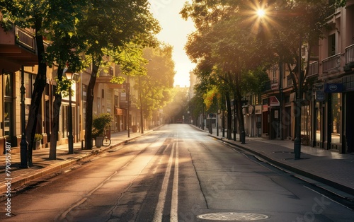 Sunny Morning on a Quiet City Street © Muh