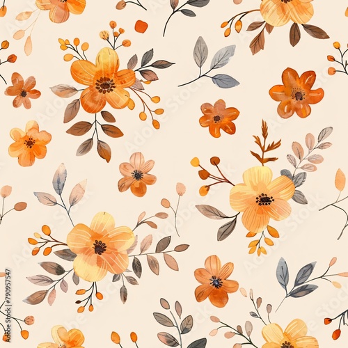 Simple Flowers Leaves Illustration Background