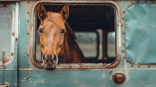 horse in the trailer, generative ai