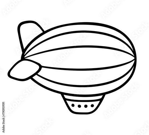 Simple black and white airship drawing