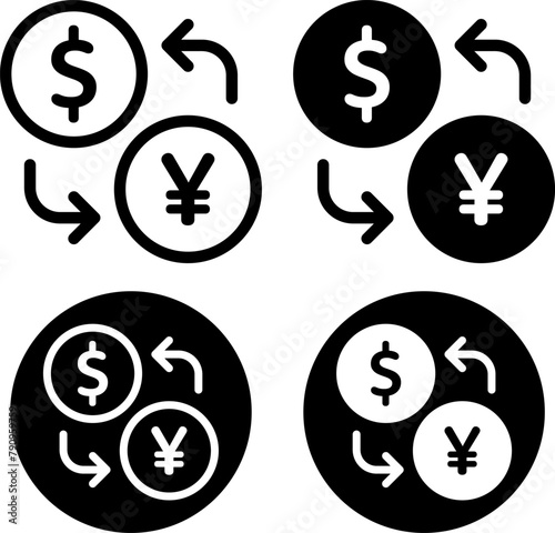 為替取引　ドルと円　アイコンセット