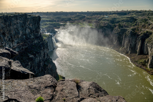 Unique view of Shoshone Falls in the spring time