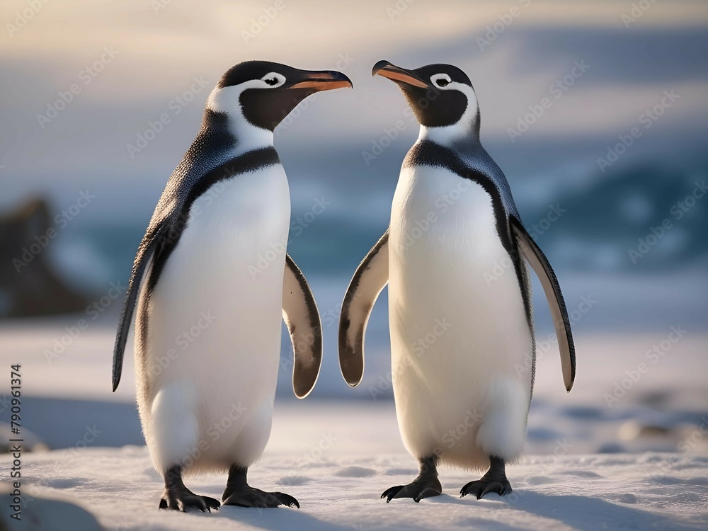 Obraz premium two penguins on the rocks
