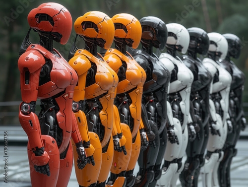modern robots standing in a row
