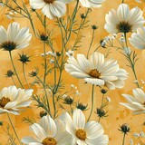 Charming Watercolor Flowers on a Mustard Yellow Background