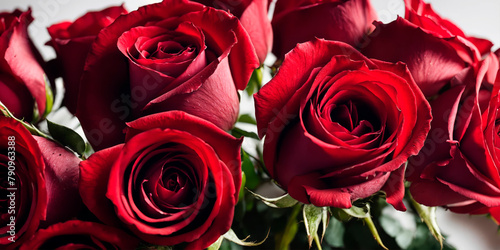 Close-up of red roses, perfect for romantic, celebratory, and eco-friendly themes. Ideal for love events, Valentine’s, and sustainability efforts. photo