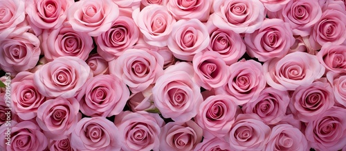 A bunch of pink roses with green leaves © 2rogan