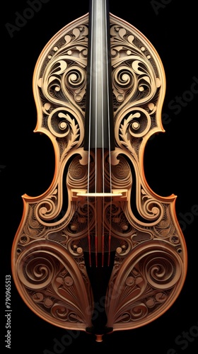 Detailed depiction of the craftsmanship of a Double Bass instrument