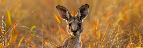 Baby kangaroo standing on a grassy field