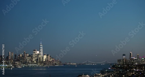 Downtown Manhattan and Hudson River at Twilight photo