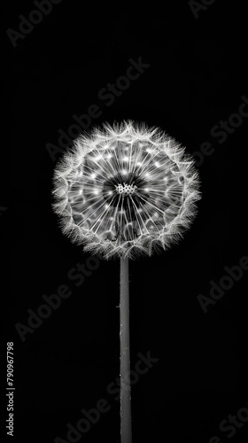 vertical image of dandelion on black background