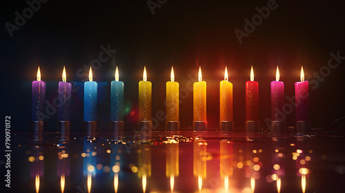 Glowing Hanukkah Candles, generative ai photo