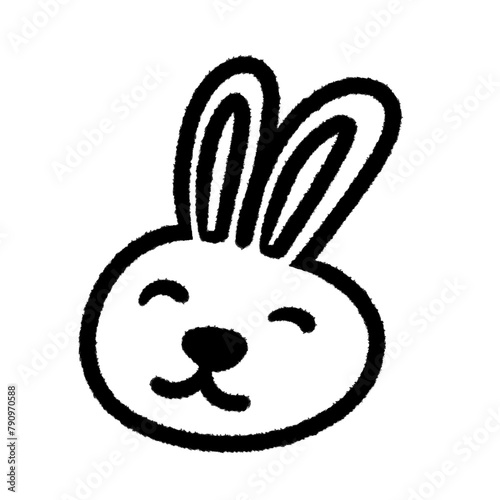 rabbit cartoon ,png cartoon, doodle, handdraw, design, charactor, cute, kwaii, cartoon clipart, black and white