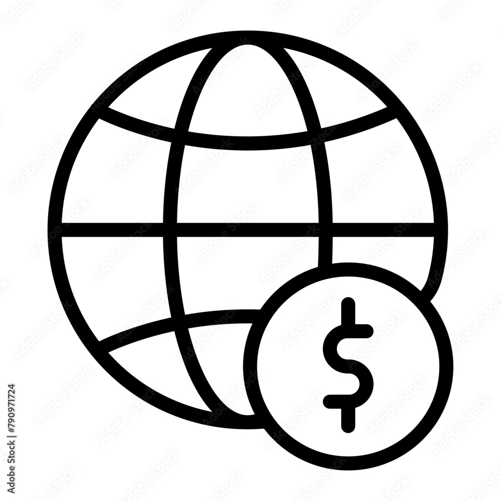 World Financial Vector Line Icon Design World Financial Vector Line Icon Design