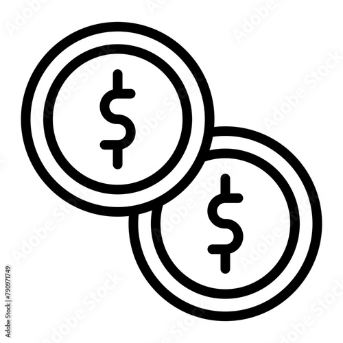 Coin Vector Line Icon Design