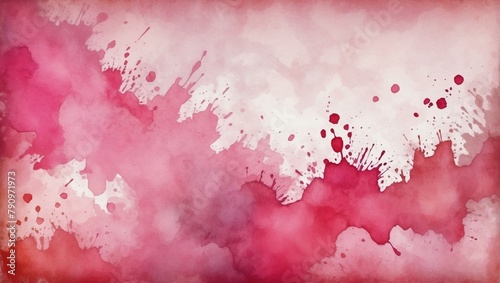 Reddish-Pink Background with Textured Vintage Grunge and Watercolor Stains.