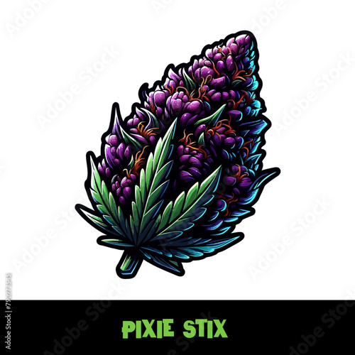 Vector Illustrated Pixie Stix Cannabis Bud Strain Cartoon