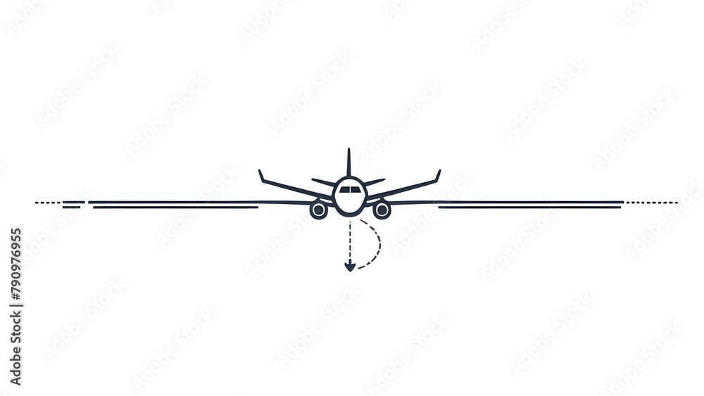 Vector icon depicting airplane flight route, ideal for travel, aviation, and transportation concepts, isolated on transparent background. Vector icon depicting airplane flight route, ideal for travel, aviation, and transportation concepts, isolated on transparent background.
