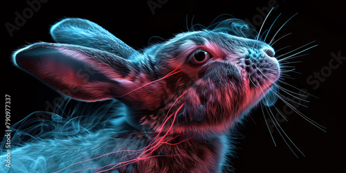 Rabbit Snuffles: The Nasal Discharge and Sneezing - Visualize a rabbit with highlighted respiratory system showing infection, experiencing nasal discharge and sneezing