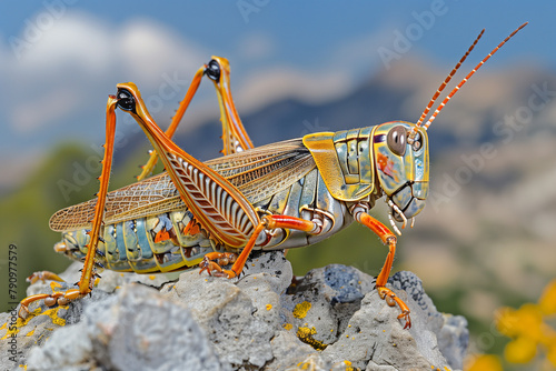 Egyptian Grasshopper on Branch: Mediterranean Wildlife photo