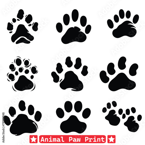 Trailblazers of the Forest Intricate Animal Paw Print Vectors for Designers