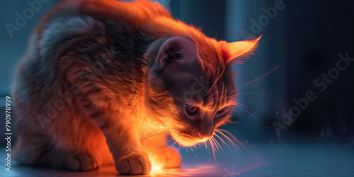 Feline Lower Urinary Tract Disease (FLUTD): The Urinary Issues and Painful Urination - Imagine a cat with highlighted urinary tract showing inflammation, experiencing urinary issues photo