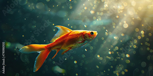 Fish Swim Bladder Disorder: The Buoyancy Issues and Abnormal Swimming - Imagine a fish with highlighted swim bladder showing dysfunction, experiencing buoyancy issues and abnormal swimming