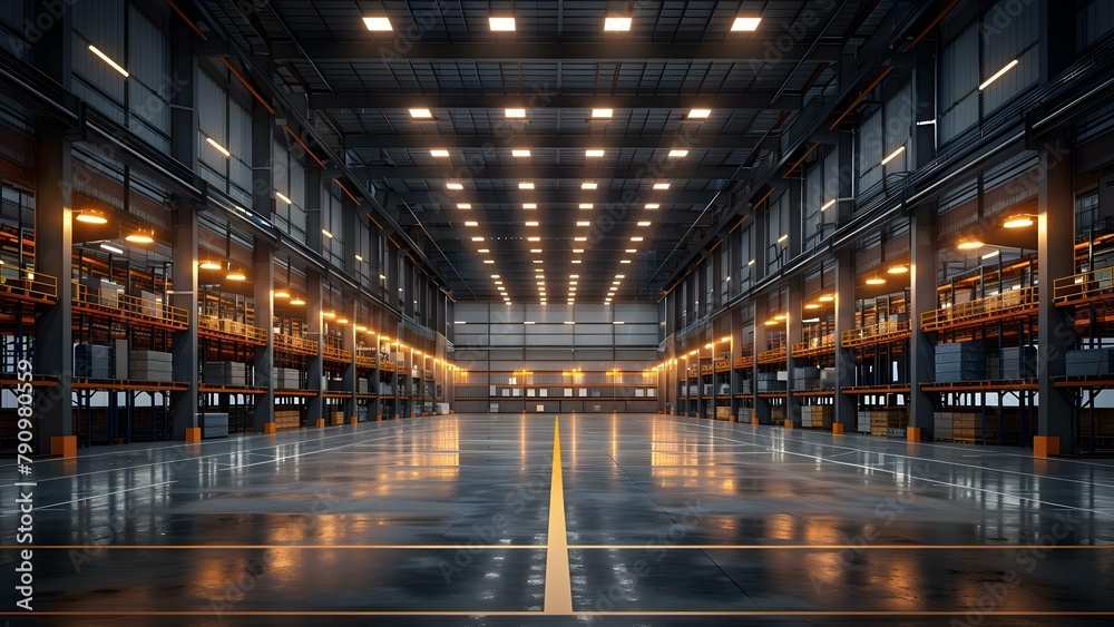 Hightech warehouse with AR logistics for efficient modern ecommerce and delivery. Concept AR Logistics, Modern Ecommerce, Efficient Delivery, High-Tech Warehouse