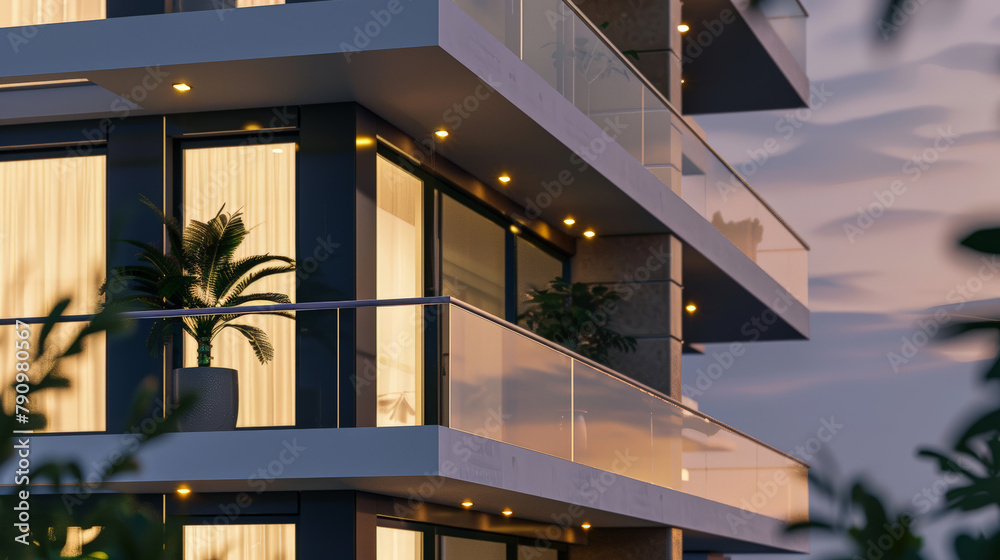 Fototapeta premium Twilight Residence: Urban Serenity Captured. Generative AI