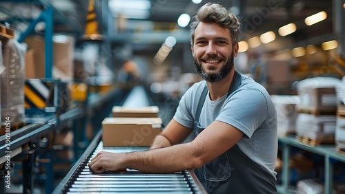 Improving Online Order Fulfillment Efficiency with a Conveyor System for Small Business Owners. Concept Small Business, Online Orders, Fulfillment Efficiency, Conveyor System, Improvement photo