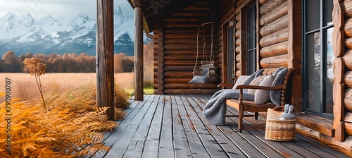 Serene Solitude: A Rustic Mountain Cabin Retreat Immersed in Nature's Tranquil Embrace photo