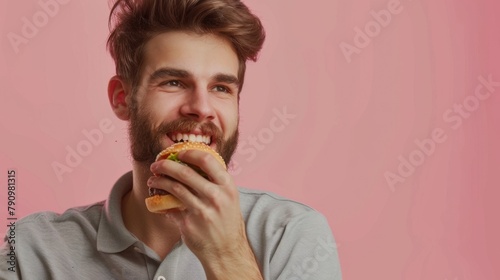 Man Enjoying a Tasty Burger
