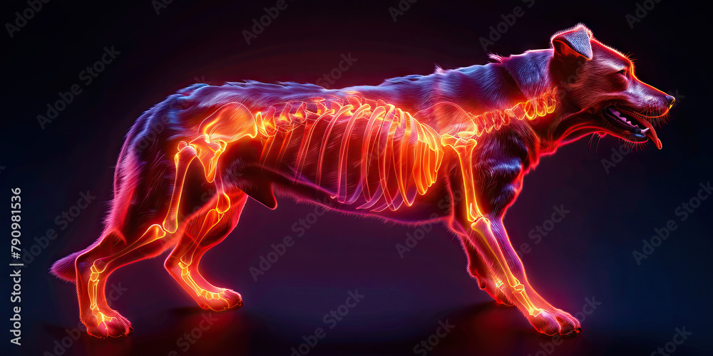 Canine Discospondylitis: The Back Pain and Fever - Visualize a dog with highlighted spine showing infection, experiencing back pain and fever Canine Discospondylitis: The Back Pain and Fever - Visualize a dog with highlighted spine showing infection, experiencing back pain and fever