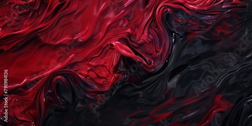 Swirling Scarlet Red and Jet Black Abstract Pattern Art Masterpiece - Modern Contemporary Digital Painting