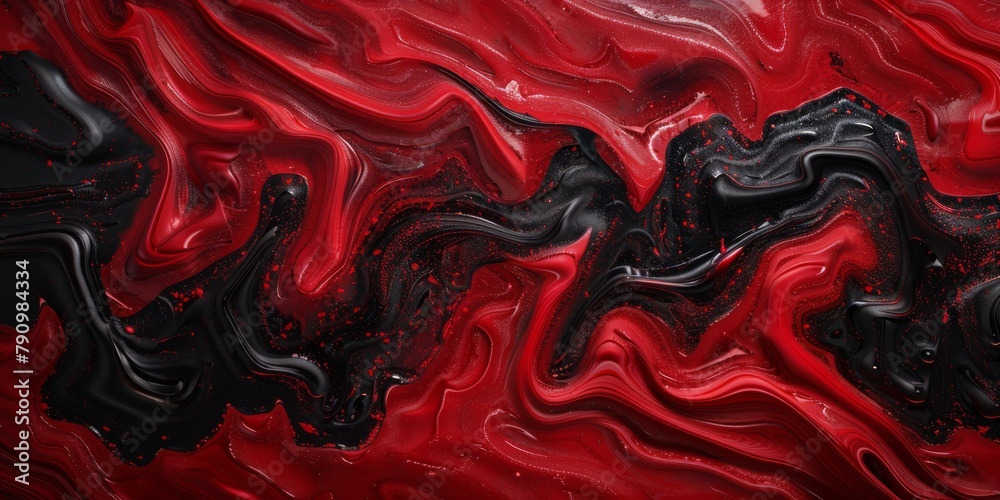 Swirling Scarlet Red and Jet Black Dynamic Abstract Art Image Swirling Scarlet Red and Jet Black Dynamic Abstract Art Image