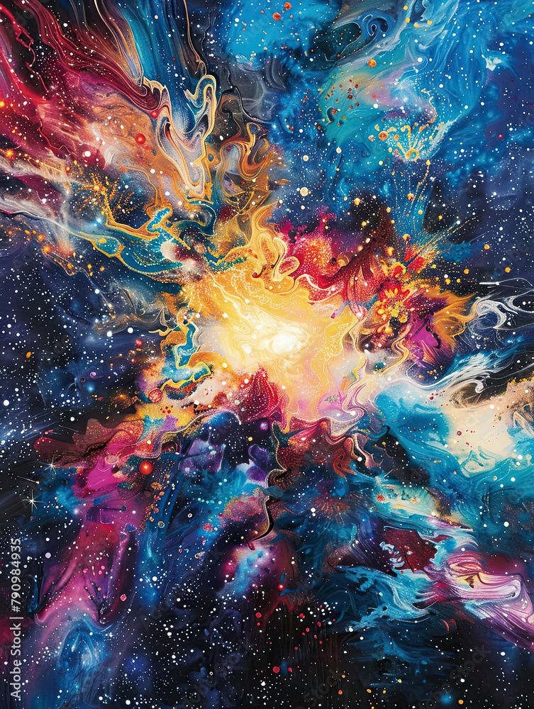 Psychedelic Explosion Cosmic Nebula Poster