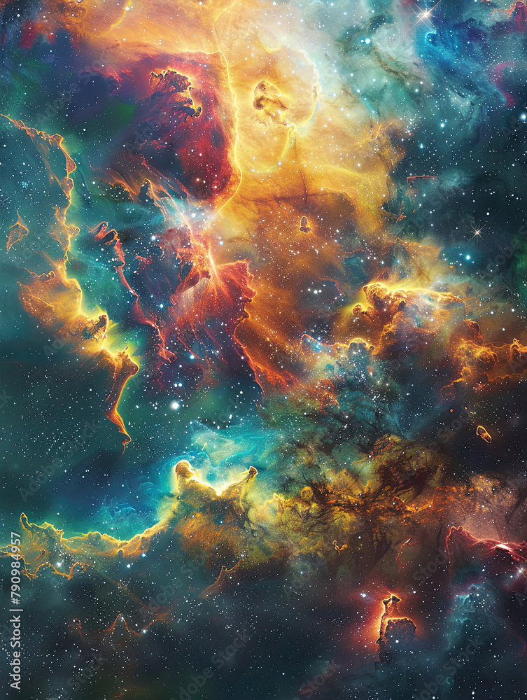 Fototapeta premium Psychedelic Explosion Cosmic Nebula Poster