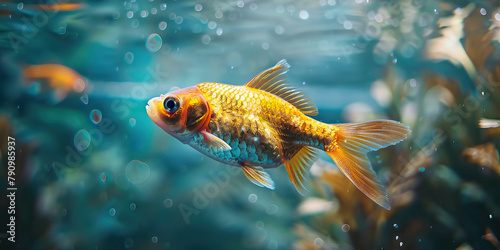 Fish Swim Bladder Disorder: The Buoyancy Issues and Abnormal Swimming - Imagine a fish with highlighted swim bladder showing dysfunction, experiencing buoyancy issues and abnormal swimming © Lila Patel