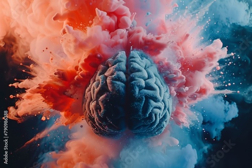 Human brain colorful splash creativity exploding with new ideas plans motivation brainstorm and education concept emotional intelligence mindfulness minds science abstract intellect genius psychology