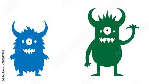 vector two monsters, cartoon illustration