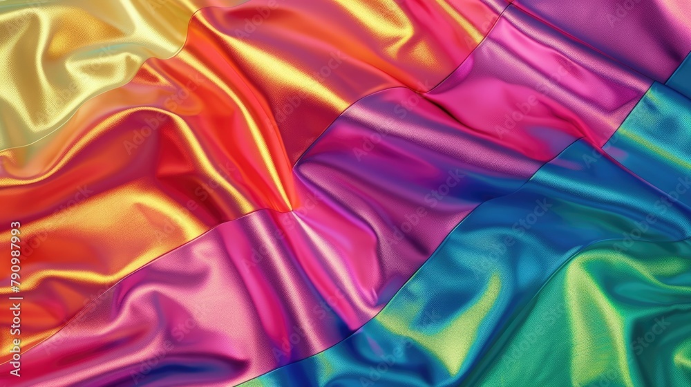 Obraz premium horizontal banner, LGBT Pride Month, International Day Against Homophobia, bright rainbow background, lgbt flag, wrinkled silk fabric