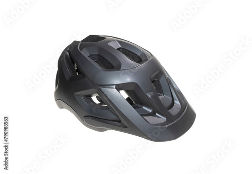 Black bicycle helmet isolated on white background.